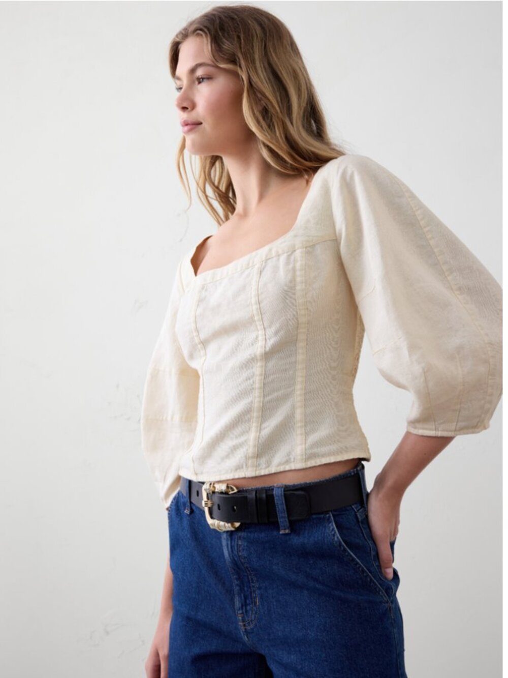 Banana Republic Factory Linen-Blend Seamed Top
